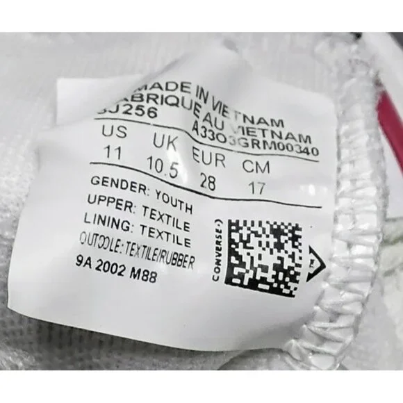 Converse White Low-Top Chuck Taylor All Star Youth Sneakers Sz 11 Canvas & Rubbe - Picture 5 of 7